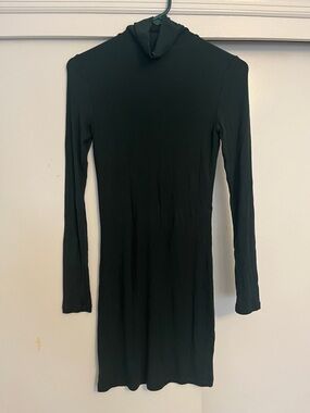 Aritzia Talula Scarab Green Long-Sleeve Turtleneck Mini Dress